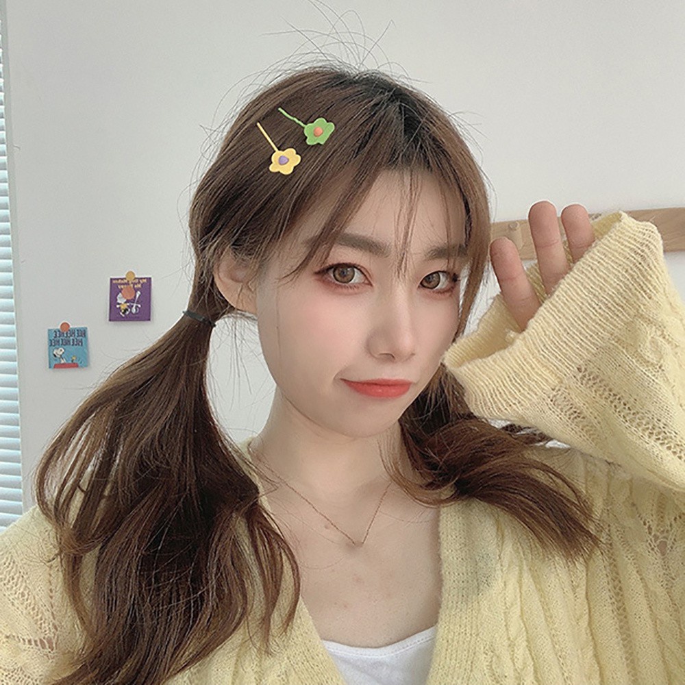 Kẹp Tóc Bằng Sắt Hình Hoa Nhiều Màu Dễ Thương Cho Nữ
