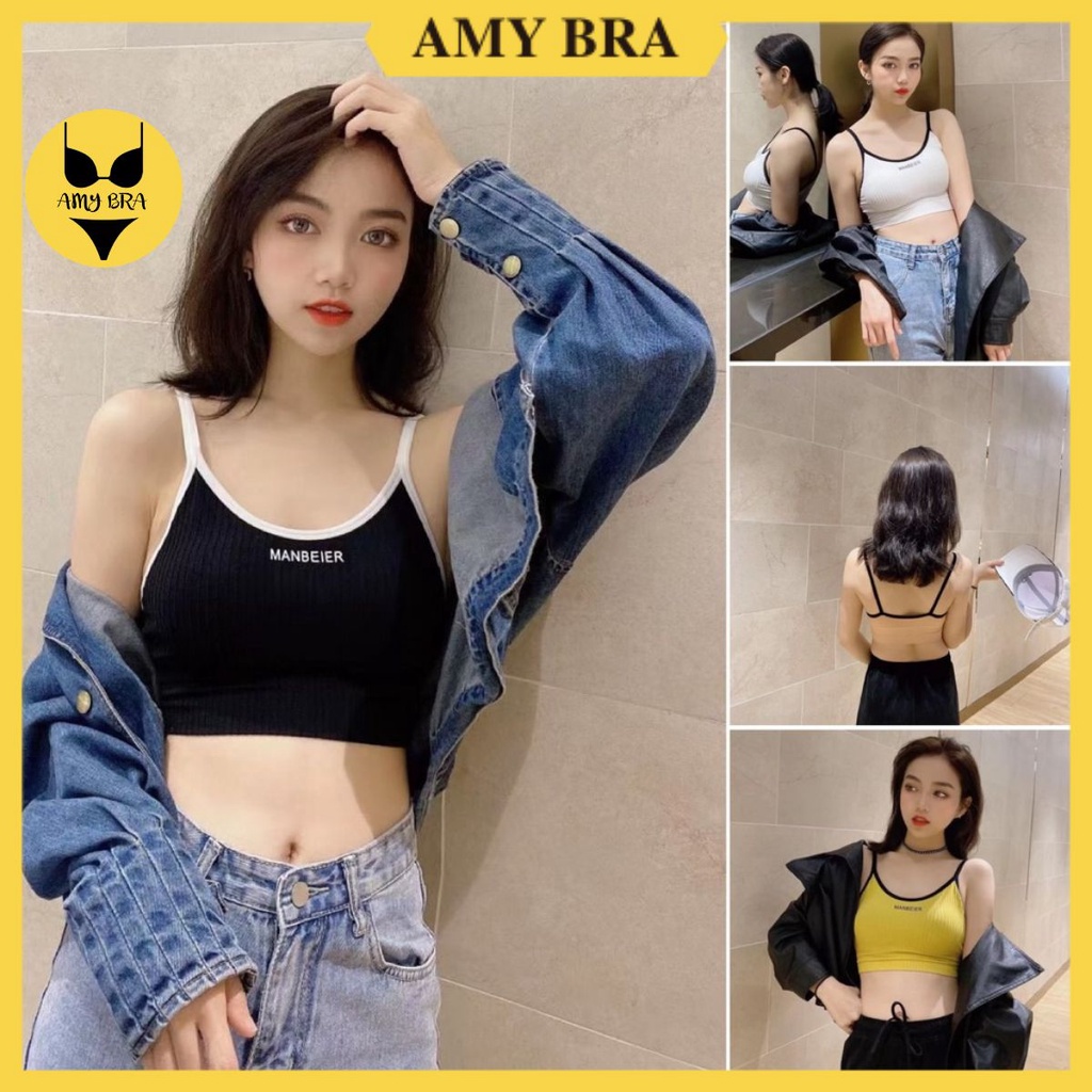Áo Bra Gân Tăm Hở Lưng - Áo Ngực Mút Mỏng - Bra 2 Dây Thể Thao AMYBRA B536