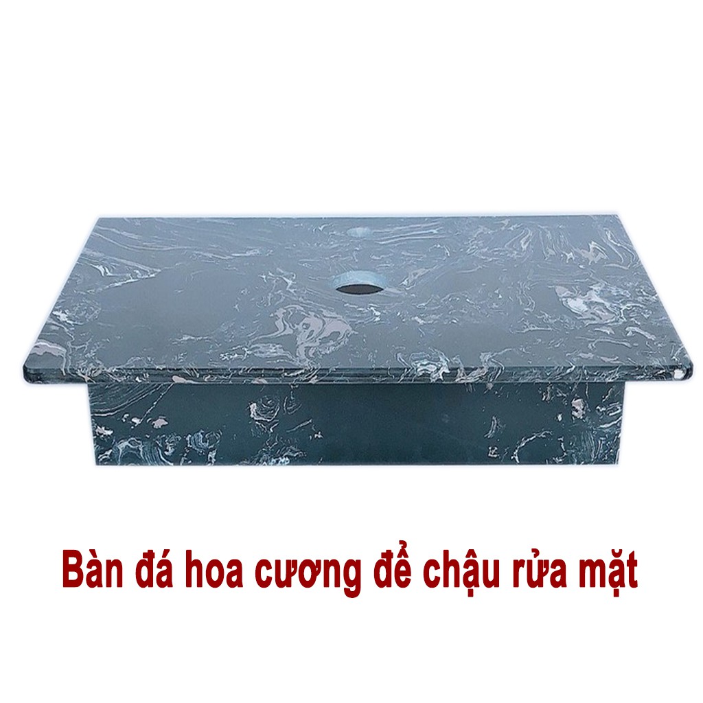 Bàn đá hoa cương để chậu rửa mặt lavabo cao cấp, đá dày 12 mm, khung treo inox chắc chắn