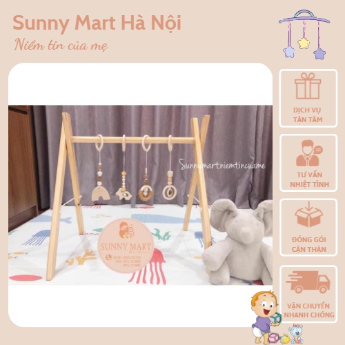 Kệ chữ a cho trẻ sơ sinh bằng gỗ, đồ chơi treo nôi giúp bé phát triển toàn diện