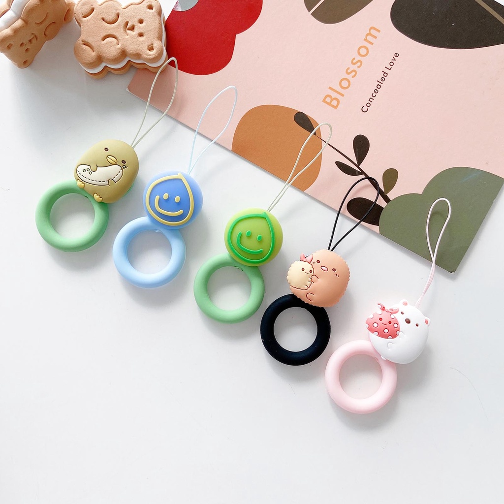Dây đeo điện thoại bằng silicone họa tiết hoạt hình 3D dễ thương chống thất lạc
