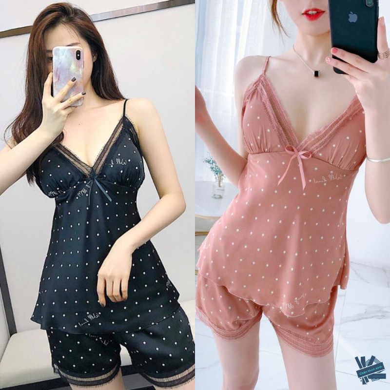 Đồ Bộ Mặc Nhà Cao Cấp Bằng Lụa Satin  Kiểu Hàn Quốc Sang Chảnh Dễ Thương