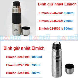 Bình giữ nhiệt inox 304 thiết kế 3 lớp thương hiệu elmich 500ml, 750ml, 800ml, 1000ml, 1200ml