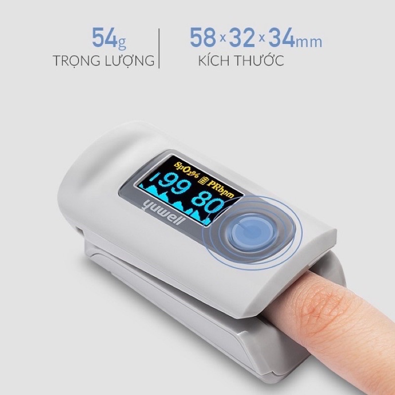 Máy đo nồng độ oxy trong máu Yuwell YX301, máy đo spo2, nhịp tim hàng chính hãng, bảo hành 24 tháng.