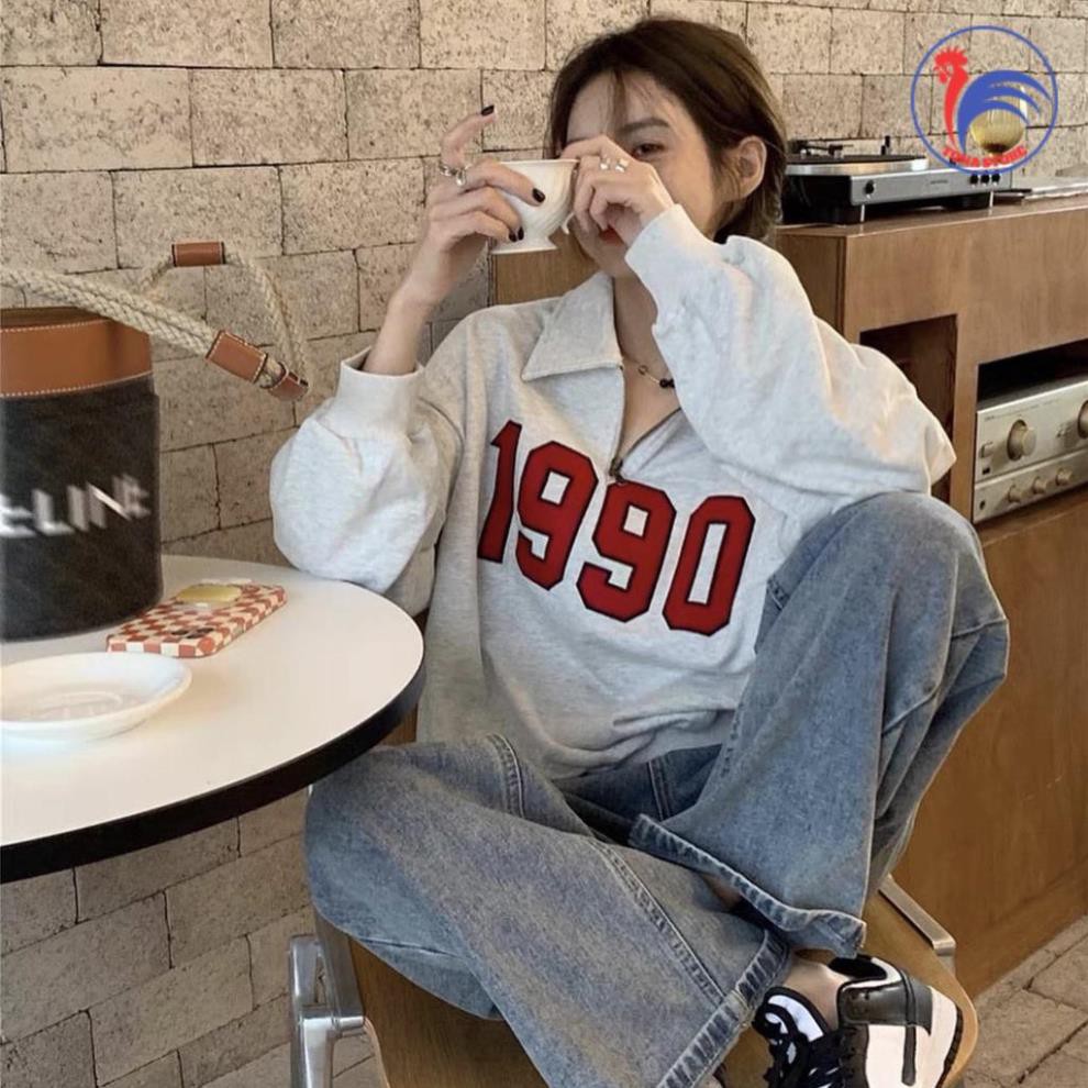 Áo sweater polo dài tay unisex dưới 80kg chất thun tonastore - Áo polo dài tay phối khóa cổ 1990 | BigBuy360 - bigbuy360.vn