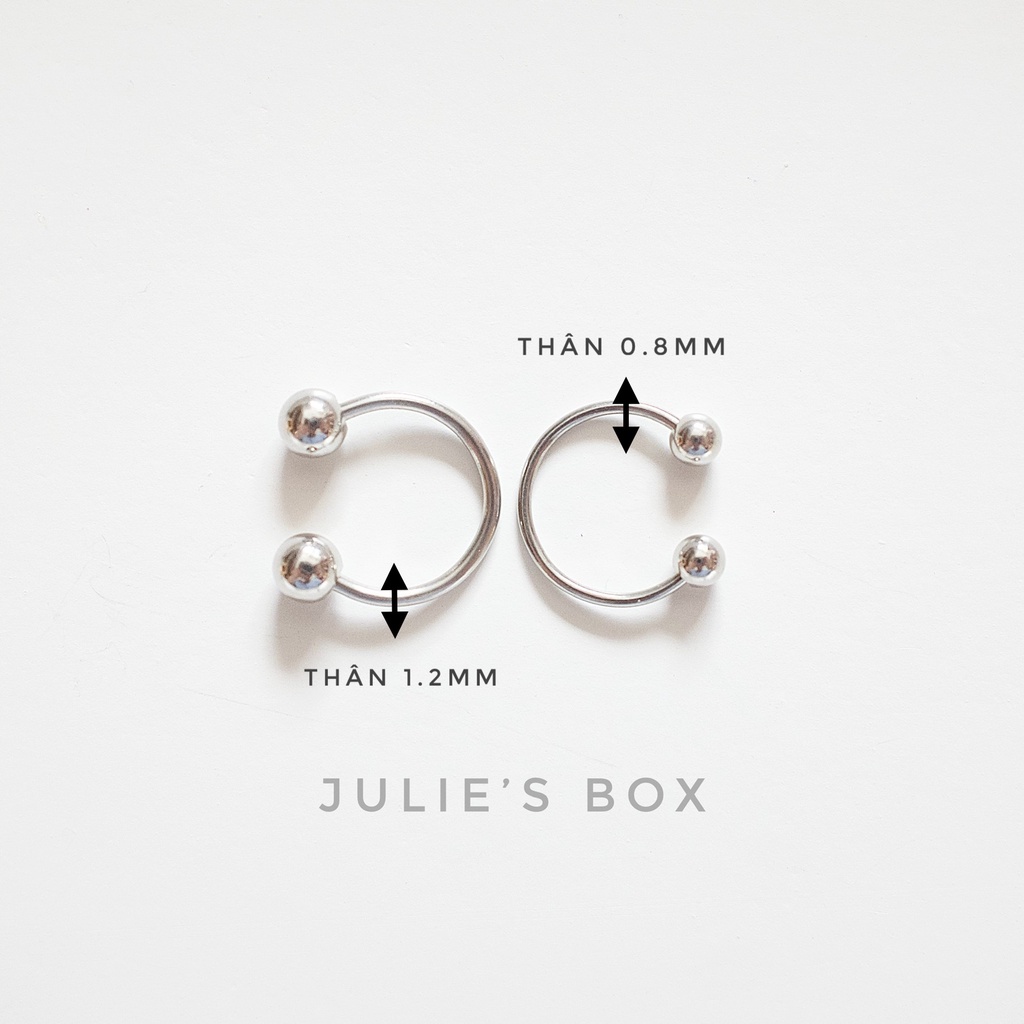 [1 Chiếc] Khuyên Tai Titan CHỮ U Thân 1.2mm Siêu Mỏng Màu Bạc Titan Không Gỉ Sét Không Ngứa Bông Tai JuliesBox 66