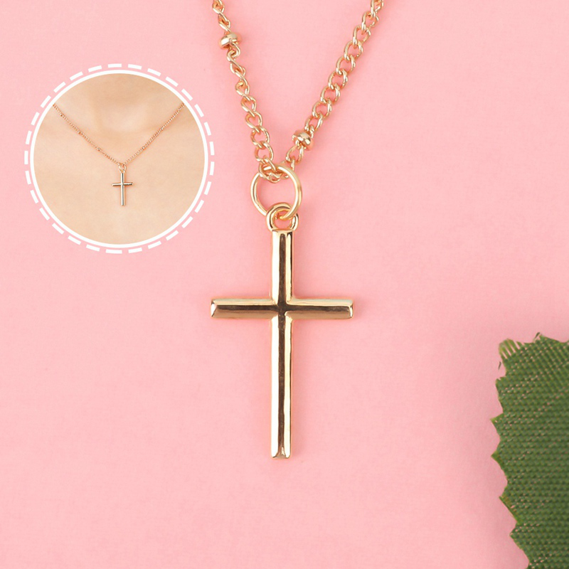 flowersqueen Dây chuyền mặt hình chữ thập đơn giản dành cho nữ