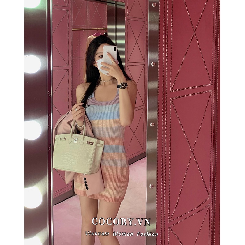 Cocory vn Đầm Sát Nách Màu Gradient Thiết Kế Mới Quyến Rũ Thời Trang Mùa Hè Dành Cho Nữ