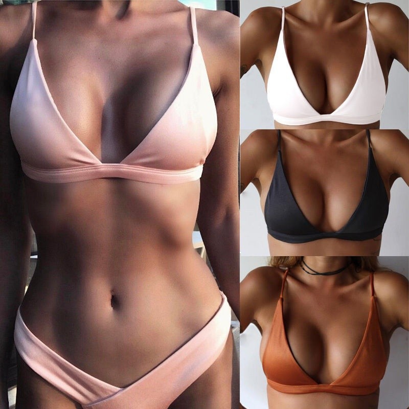 Ღ𝓂ℰNew Women Athletic Sport Bikini Tops Push-Up Padded Swimwear Swimsuit Beachwear