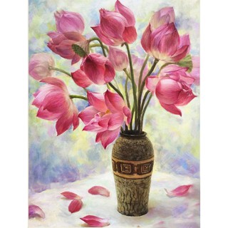 Tranh đính đá - tranh hoa sen 5D tự làm