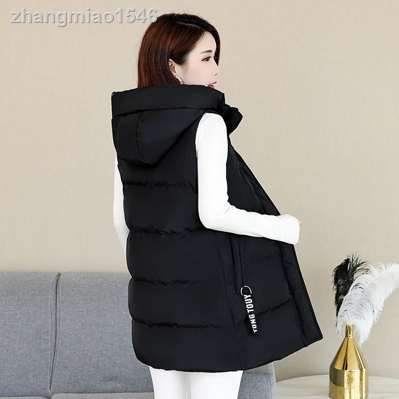 ☂Áo khoác phao sát nách dáng dài vải Cotton cỡ lớn thời trang 2020 cho nữ