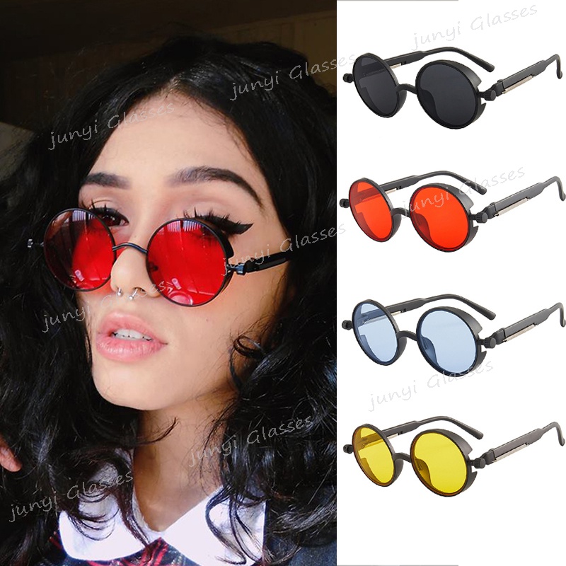 Kính Mát Hình Oval Tròng Tròn Chống Tia UV400 Phong Cách Gothic Cổ Điển Thời Trang Cho Nam Và Nữ