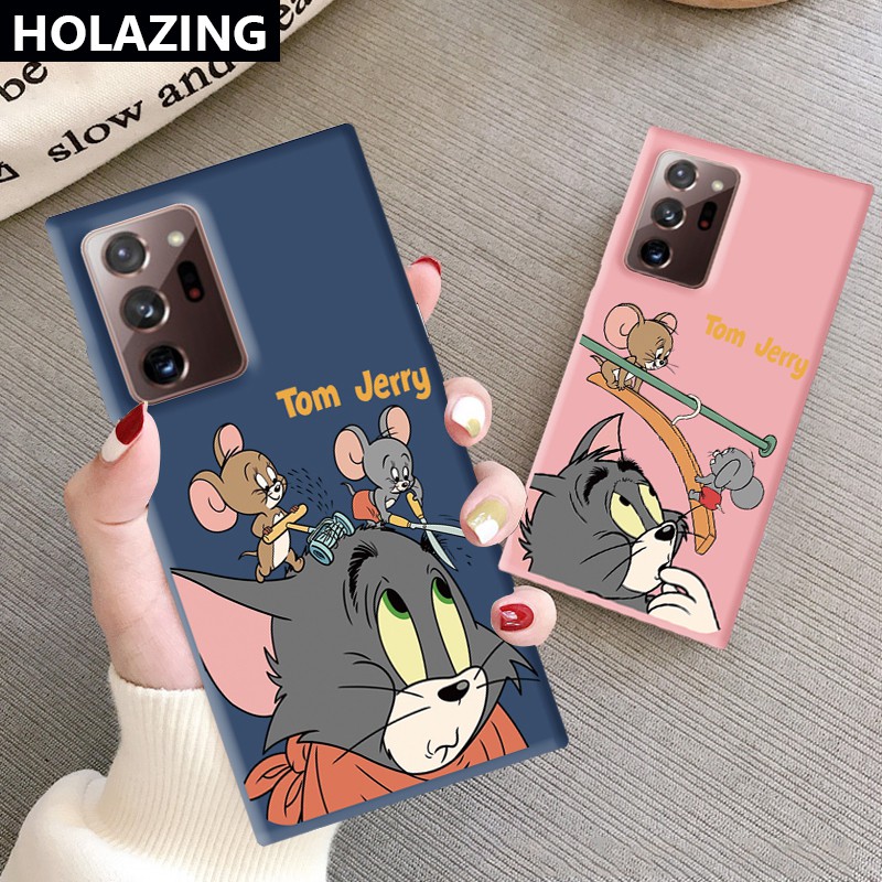 Samsung Galaxy A72 A52 5G A32 4G A12 A02S A21S A42 A31 iPhone6S Candy Color vỏ điện thoại Phone Cases Tom and Jerry No.2 Soft Silicone Cover