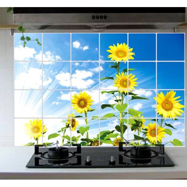 Decal dán bếp tráng nhôm cách nhiệt size lớn - hoa hướng dương