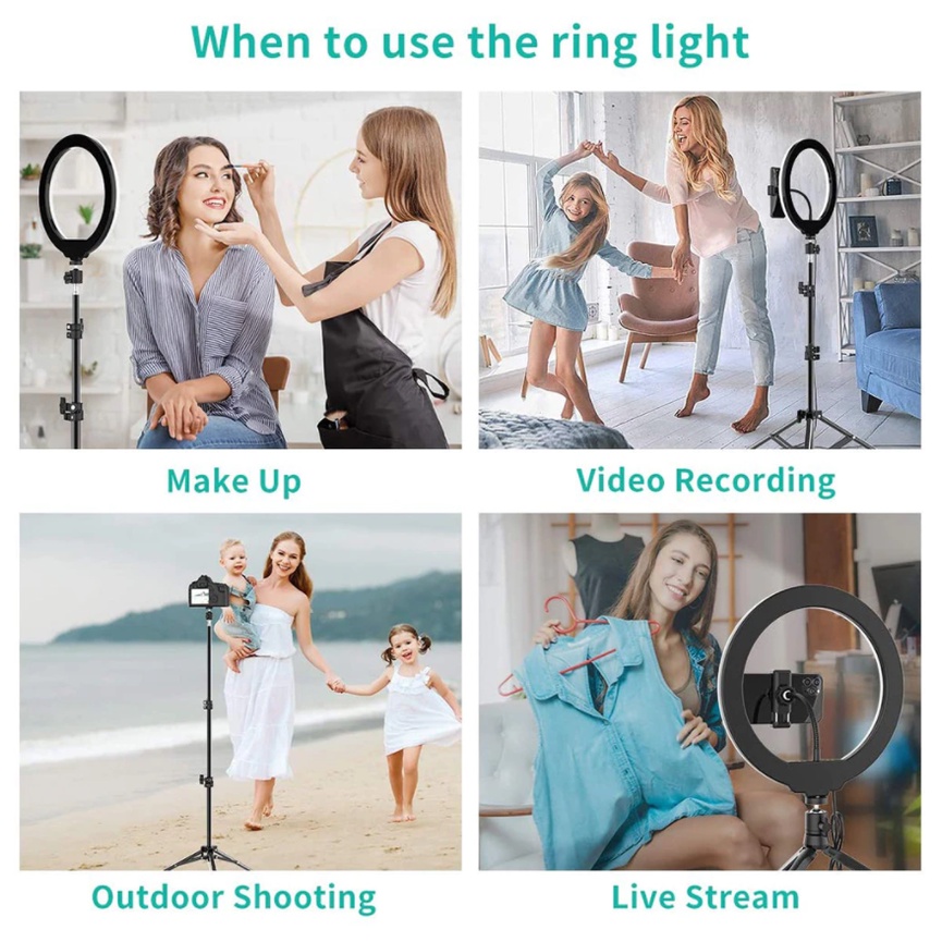 Đèn Livestream 33cm - Quay Video Tiktok - Trang Điểm - Kèm Chân Đèn Livestream Để Bàn Hoặc Chân Đèn Cao - Bảo Hành 6T