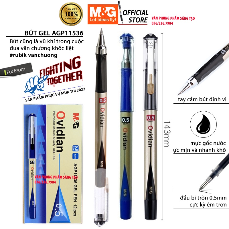 Bút bi mực gel nét 0.5mm AGP11536 được Rubik văn chương sử dụng, đầu bi siêu mượt tay cầm định vị