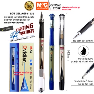  bút bi mực gel nét 0.5mm AGP11536 được Rubik văn chương sử dụng, đầu bi siêu mượt tay cầm định vị