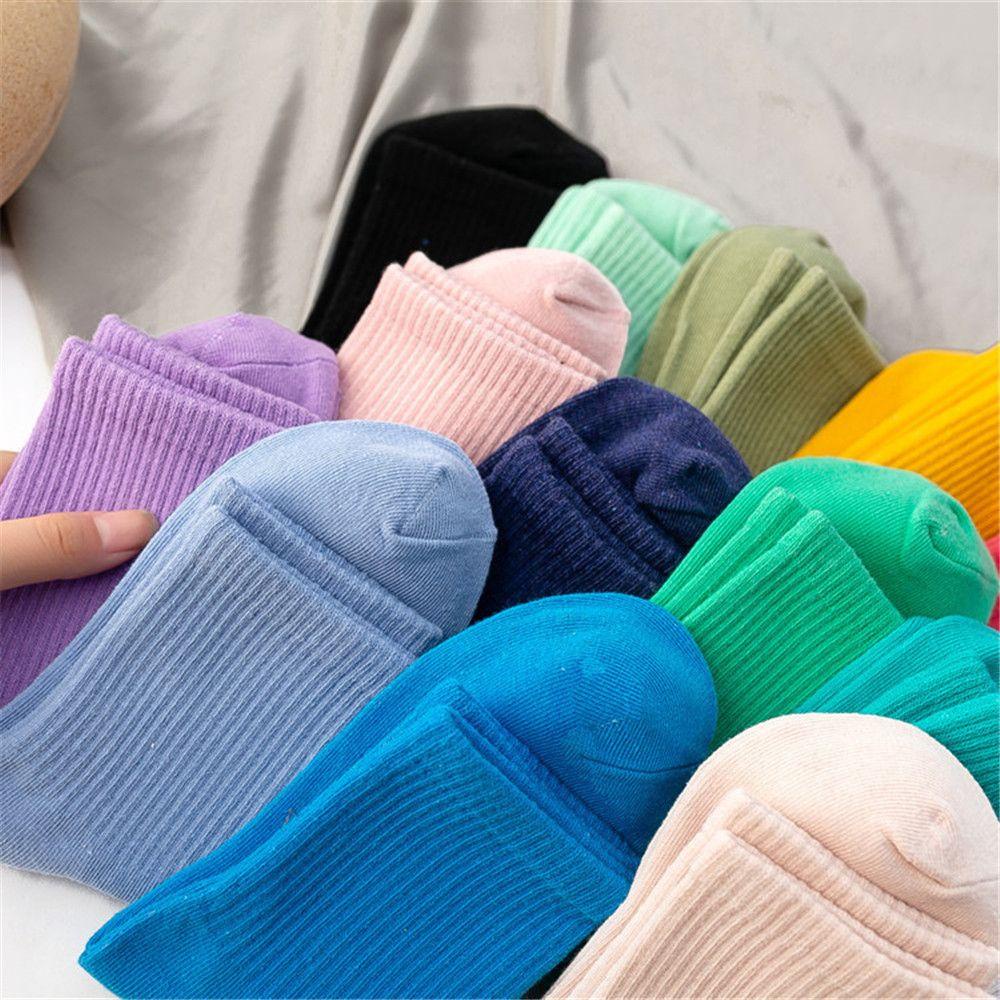 Vớ Cotton Màu Sắc Đơn Giản Thoải Mái Dành Cho Nữ
