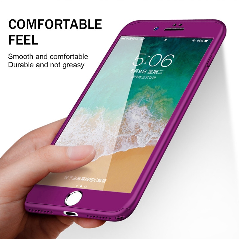 Ốp điện thoại từ PC cứng + phim dán bảo vệ màn hình cho iPhone 6/7/8 Plus X/XS/XR XS Max 12Mini 11 12 Pro Max