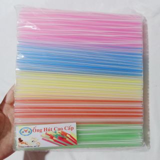 Ống Hút Nhựa 5 Màu Cọng Cứng Size Vừa - 120gram