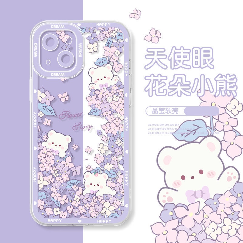 Ốp Điện Thoại TPU Trong Suốt Họa Tiết Thỏ Mắt Thiên Thần Cho iPhone 14 Pro Max 13 12 Mini 11 XS XR X 8 7 Plus 6S 6 SE