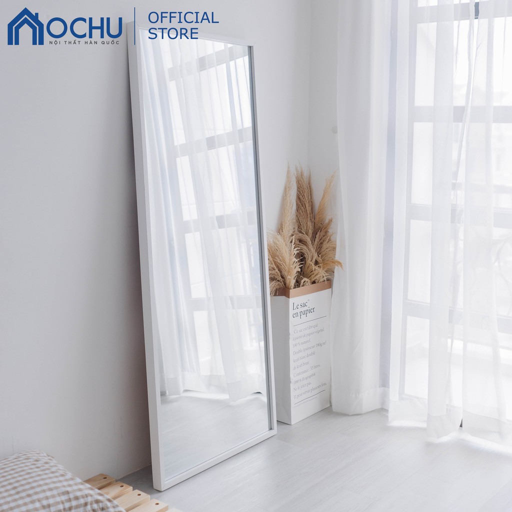 [Mã LIFE1505 giảm 8% đơn 300K] Gương Đứng Soi Toàn Thân Khung Gỗ OCHU - Mirror L - White