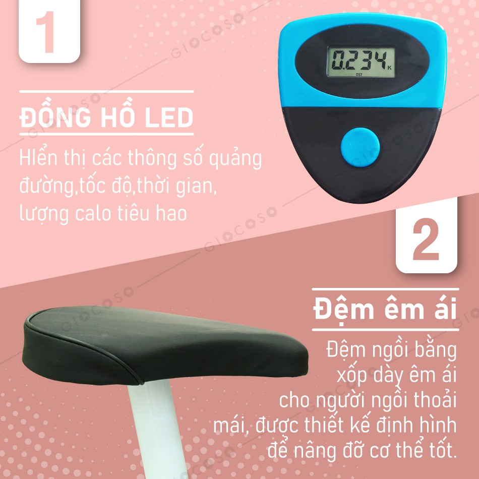 BG Xe đạp tập thể dục EXERCISE BIKE tại nhà mẫu YS02 RED