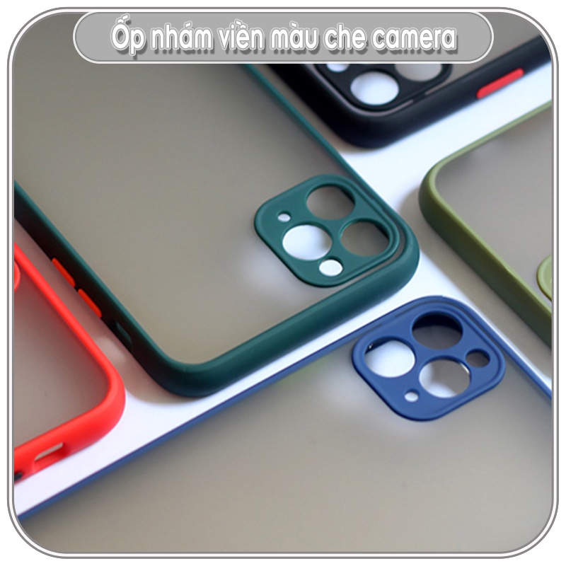 Ốp lưng iPhone 11 / 11 Pro / 11 Pro Max / 12 / 12 Pro Max trong nhám viền màu che camera