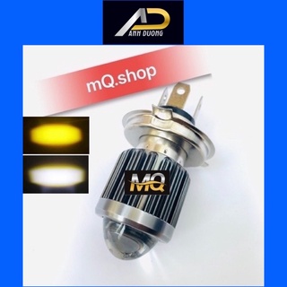 Đèn pha led bi cầu mini 2 màu cos vàng pha trắng cắm thẳng h4 m3mini