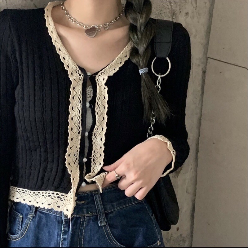 Áo khoác nhẹ phối ren (hình thật ở cuối)