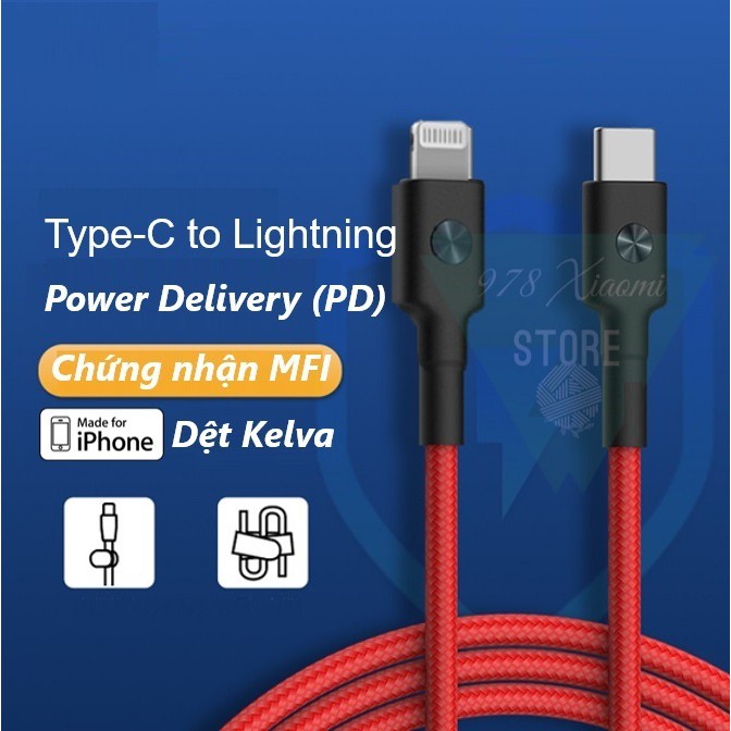 [1M] Cáp sạc nhanh PD chuẩn MFI type C to Lightning ZMI AL873K - Cáp sạc Type-C to Lightning Xiaomi ZMI chuẩn PD