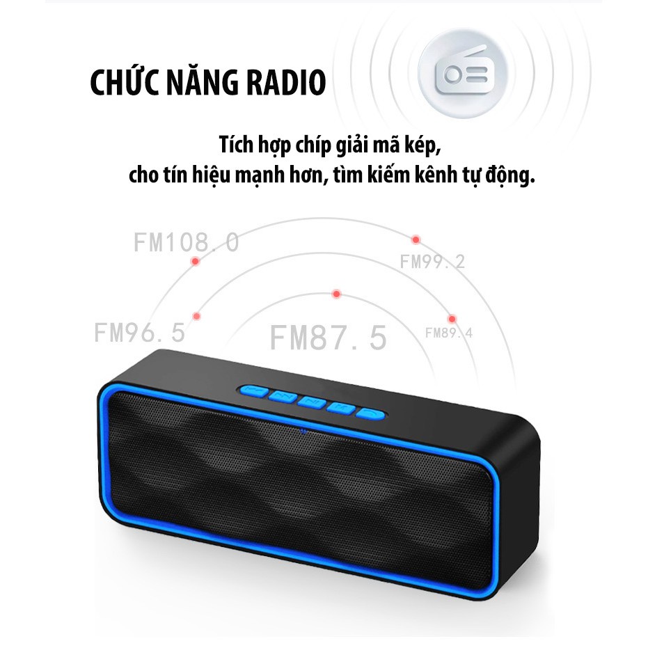 [FREESHIP] Loa Bluetooth Siêu Trầm, Tích Hợp Loa Kép Cho ÂM Thanh Sống Động, Sắc Nét SC211 -dc3202