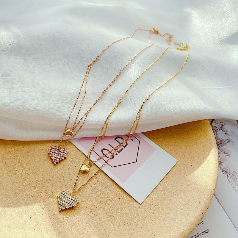 Dây Chuyền 2 Tầng Trái Tim Titan Ko Han Rỉ TT 3846