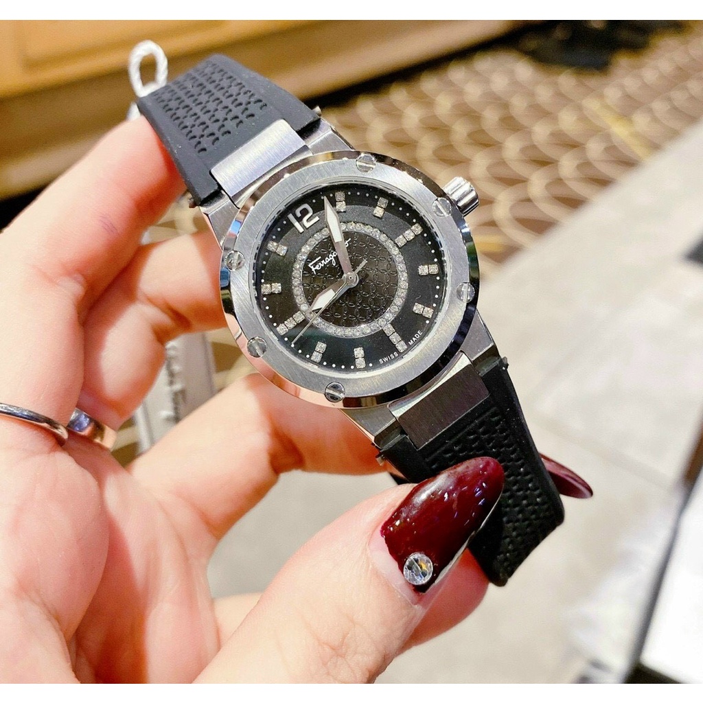 Đồng Hồ Nam Nữ Salvatore Ferragamo Classic Dây Da Cao Su Màu Đen - Size 41mm,33mm  - Máy Quartz