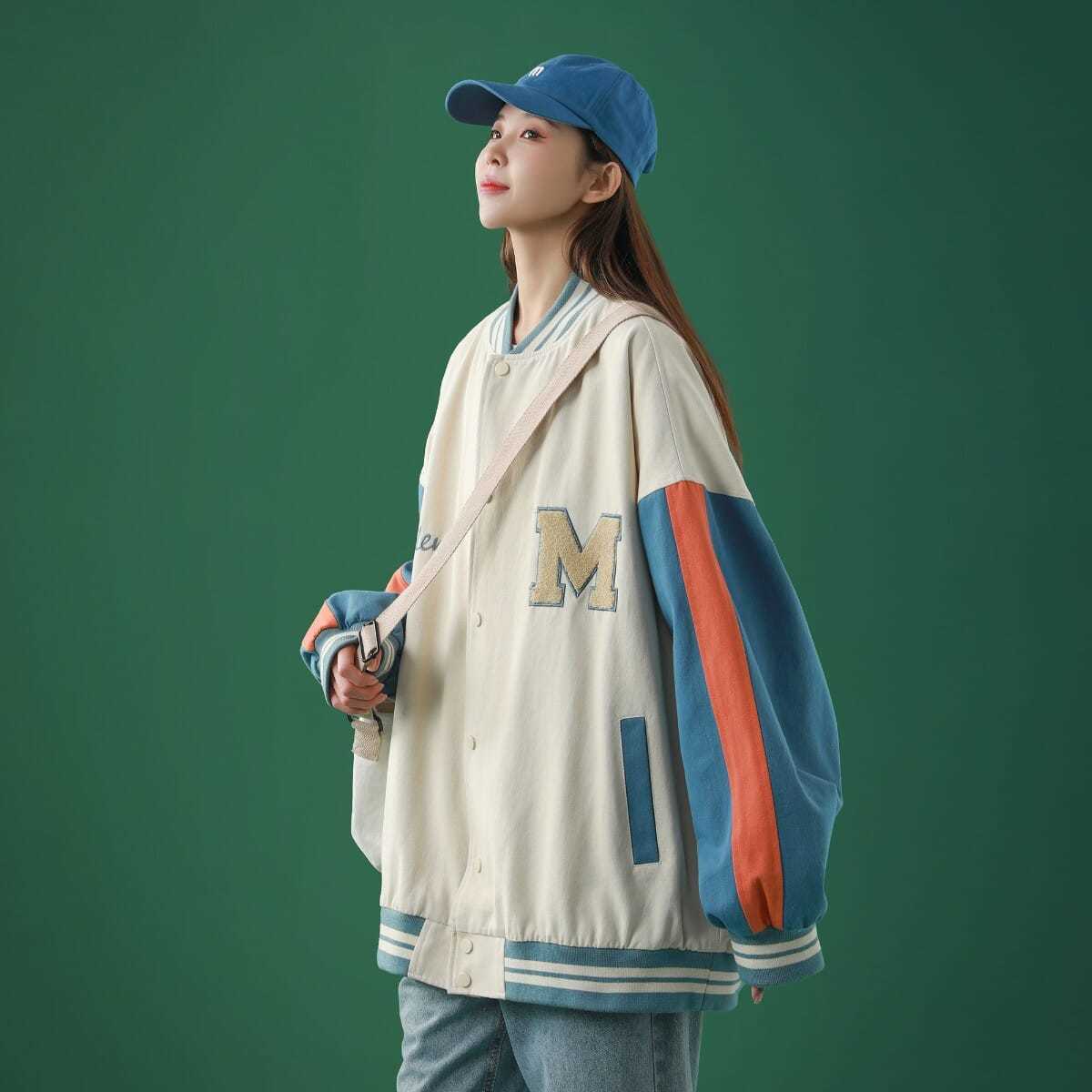 Áo Khoác Bóng Chày Form Rộng Phối Màu Thời Trang Cho Nữ | BigBuy360 - bigbuy360.vn