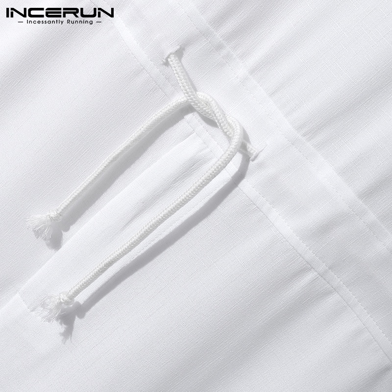 Bộ áo liền quần INCERUN cổ tròn không tay dây rút thời trang dành cho nam