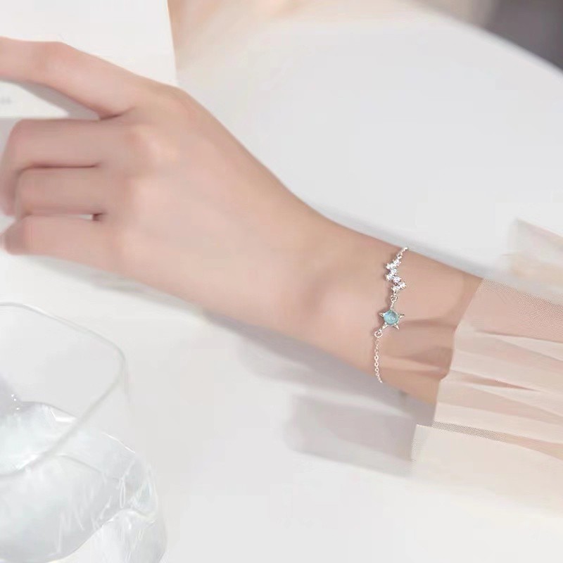 Vòng tay siêu mịn đính kim cương siêu sáng họa tiết mặt trăng / ngôi sao tinh tế ngọt ngào sáng tạo thời trang cho nữ