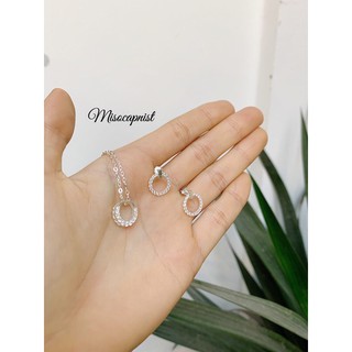 Bông tai tròn bạc ta đính đá