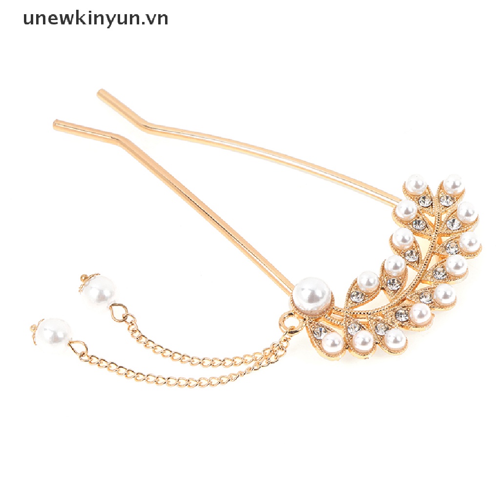 Trâm Cài Tóc Chữ U Đính Đá &amp; Ngọc Trai Giả