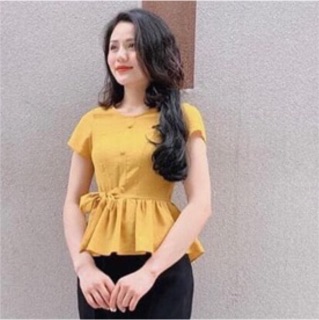 Áo sơ mi đũi dáng peplum đuôi cá