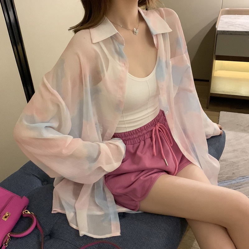 Áo Sơ Mi Tay Dài Họa Tiết Tranh Sơn Dầu 175858 Áo Khoác Sơ Mi Mỏng Chống Nắng Dáng Rộng Trẻ Trung Năng Động