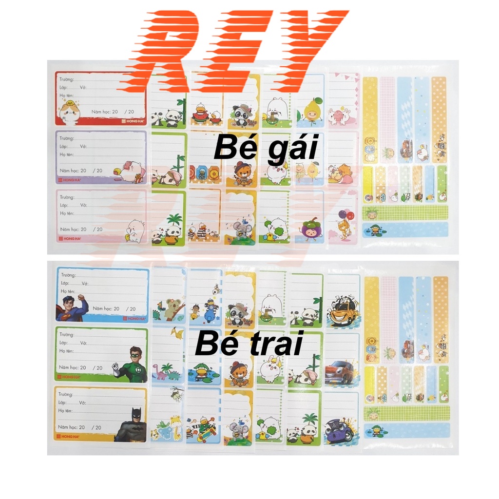 COMBO 42 cái giấy nhãn vở và 28 sticker dán dụng cụ học tập nhỏ xinh Hồng Hà 3470