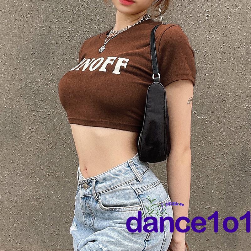 Áo thun nữ tay ngắn cổ tròn họa tiết chữ in đơn giản thời trang