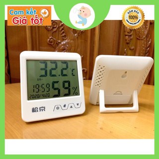 Nhiệt ẩm kế điện tử 3 trong 1(Giờ, nhiệt độ, độ ẩm)