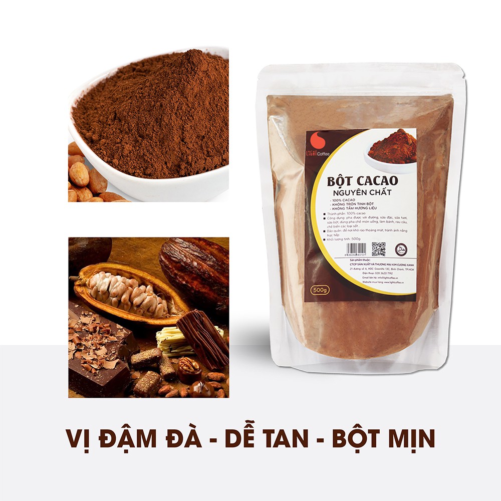 Cacao nguyên chất không đường, vị đắng - Light Coffee 1kg (2 gói 500gr)