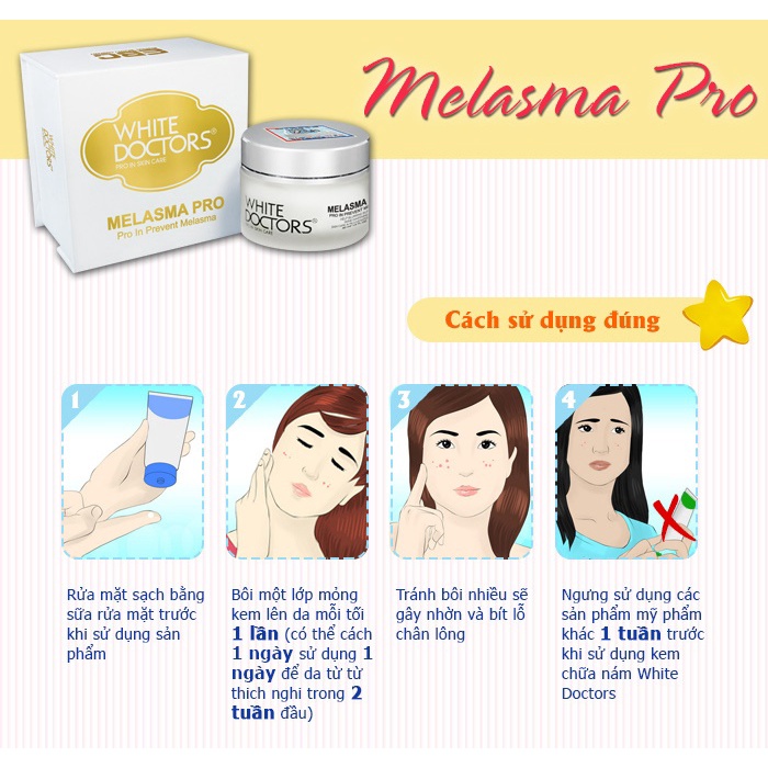 Kem làm mờ nám giảm thâm thể nặng White Doctors Melasma Pro 40g