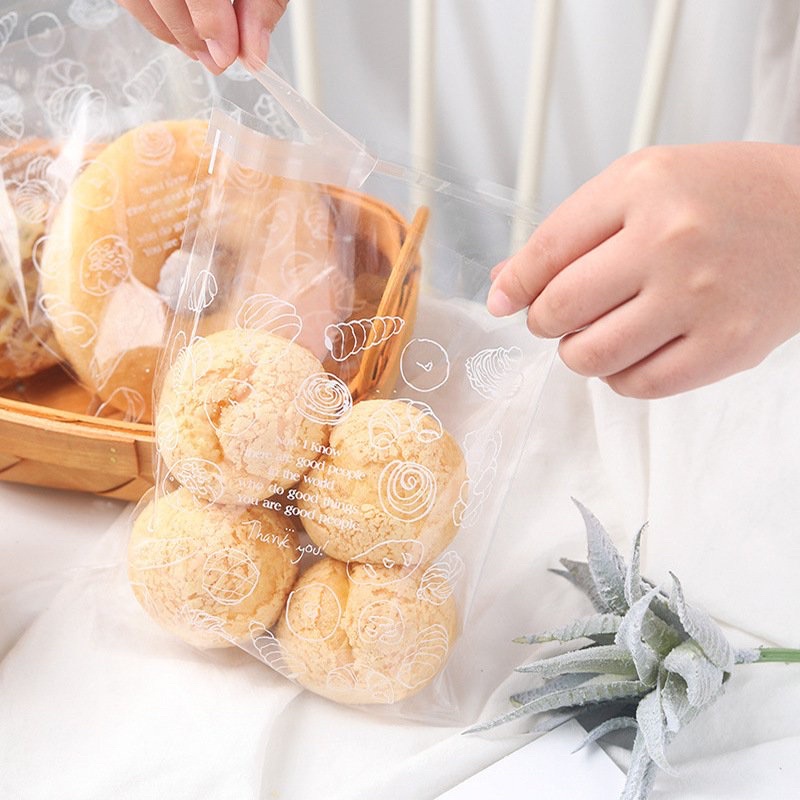 Túi dán đựng bánh mì ngọt, cua phô mai, donut - set 50 cái (24.257)