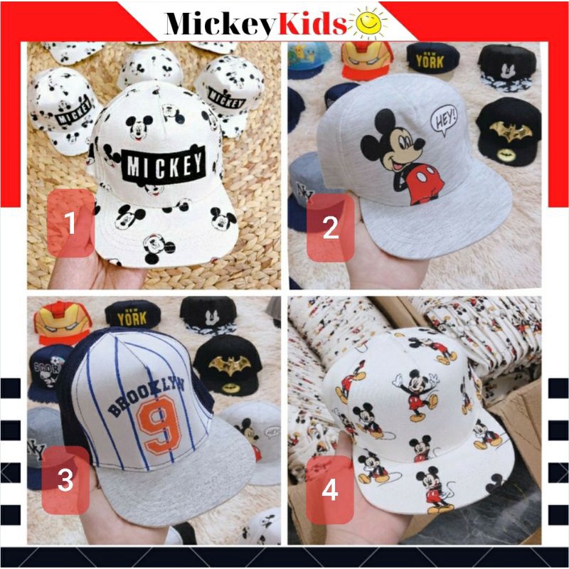 Mũ lưỡi trai⚡H.M Mickey xuất xịn⚡bo chun sau chất đẹp cho bé