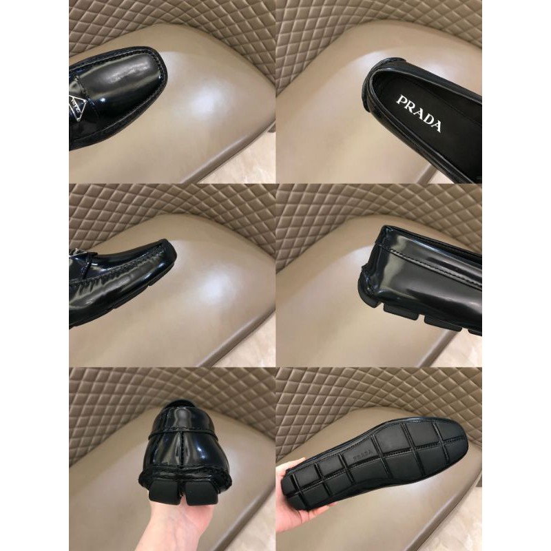 Giày lười nam da bóng Prada năng động, da bò nhập khẩu