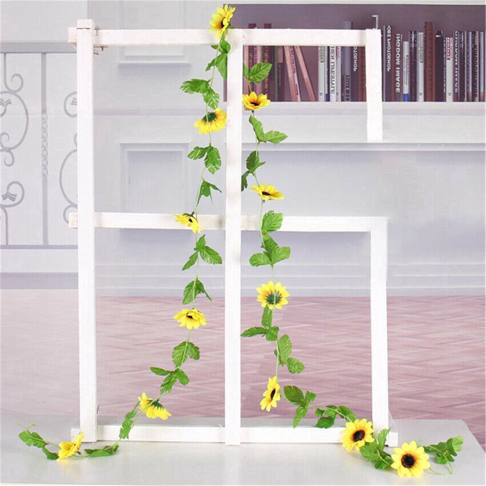 Cod Qipin Artificial Sunflower Garland Vine Silk Fake Flowers Wedding Home Party Decor Accessories